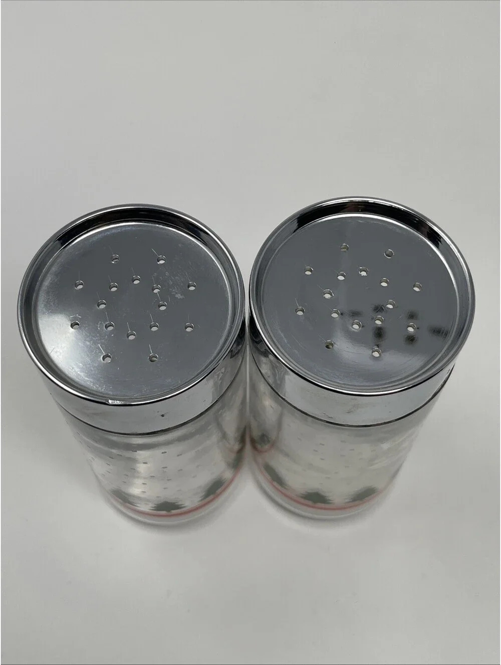 Libbey of Canada Salt & Pepper Shakers Christmas Trees 5 in